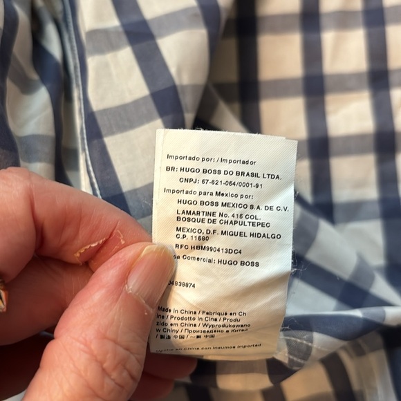 Hugo boss, orange blue casual dress shirt size large - Picture 4 of 4